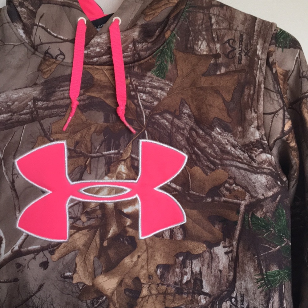 Under Armour camo hoodie with pink accent
